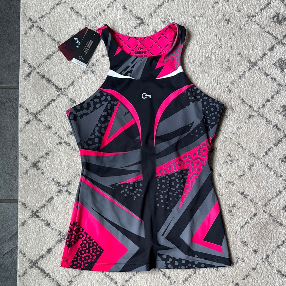 CodeFit Athletic Tank Top Workout Too Running Black and Pink Size Womens Large
